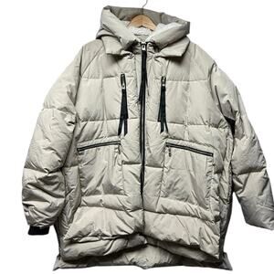 Orolay Down Puffer Coat Plus Size 4X Jacket Beige Waterproof Hooded Winter Warm